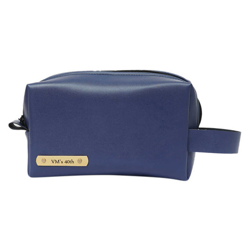 Personalized PU Box Pouch with Charm- Blue - Uncommongifts.in