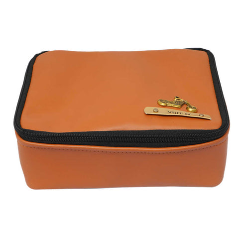 Personalized PU Toiletry Kit With Charms - Tan - Uncommongifts.in