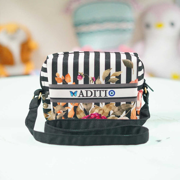 Floral Printed Customised Sling Bag - Uncommongifts.in
