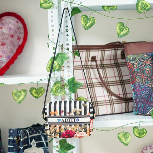 Floral Printed Customised Sling Bag - Uncommongifts.in