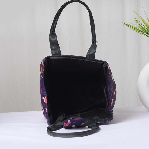 Mushroom Printed Lunch Bag With Handle - Uncommongifts.in