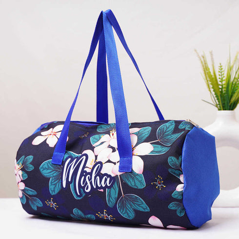 Personalised Floral Printed Kids Duffle Bag