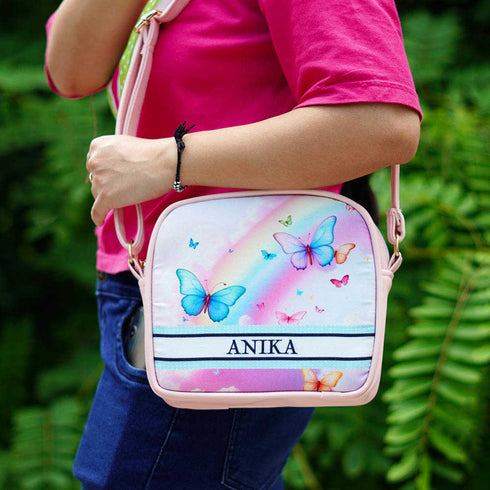 Personalised Butterflies Canvas Sling Bag