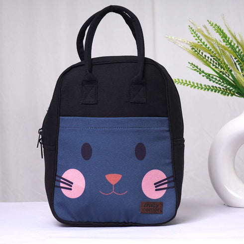 Cat Printed Canvas Lunch Bag - Uncommongifts.in