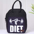 Black Printed Canvas Lunch Bag - Uncommongifts.in