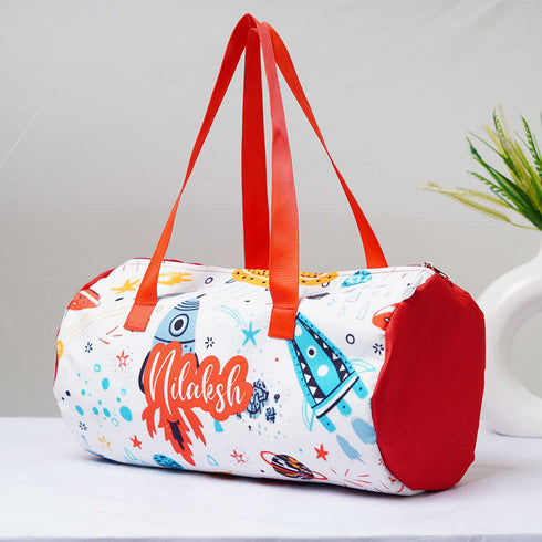 Personalised Space Printed Kids Swimming Duffle Bag