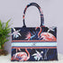 Customized Blue Flamingo Printed Structured Tote Box Bag - Uncommongifts.in