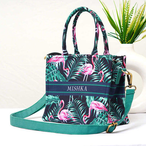 Personalised Flamingo Printed Sling Box Bag