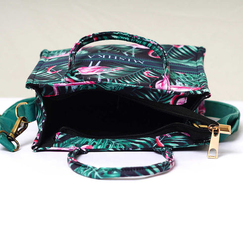 Personalised Flamingo Printed Sling Box Bag