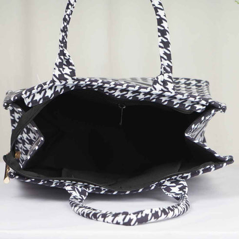 Black & White Printed Oversized Shopper Box Bag - Uncommongifts.in