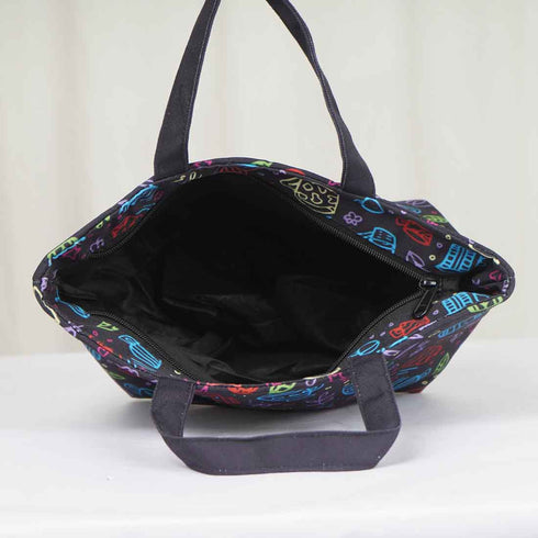 Multicolor Printed Lunch Bag With Handle - Uncommongifts.in