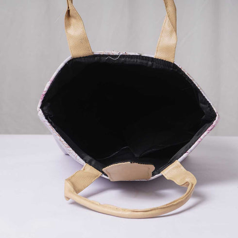 Floral Printed Canvas Lunch Bag With Handle - Uncommongifts.in