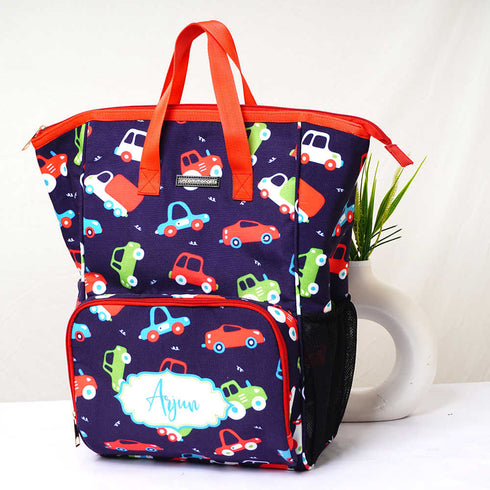 Personalized Cars Printed Diaper Bag