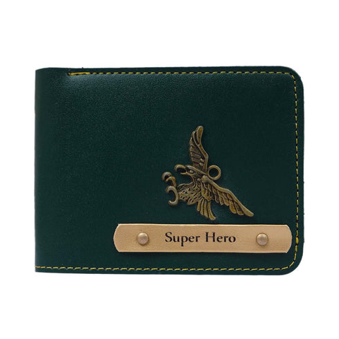 Personalised Gift Combo Men's Wallet With Charm - Olive - Uncommongifts.in