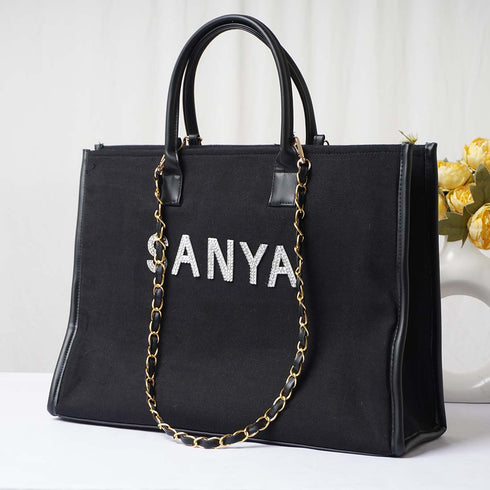 Rhinestone Alphabets Personalised Handbag - Uncommongifts.in