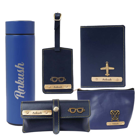 Personalised Gift Combo With Charm - Navy Blue - Uncommongifts.in