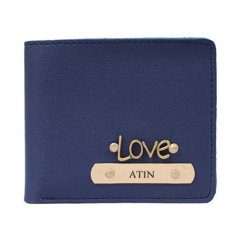 Personalised Men's Wallet With Charm - Blue - Uncommongifts.in