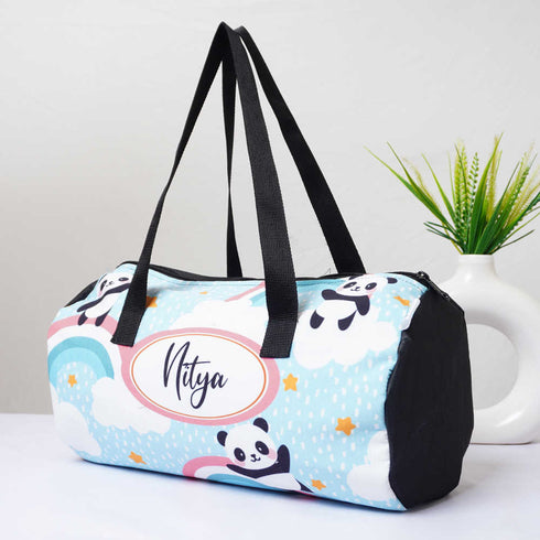 Personalised Panda Printed Kids Swimming Duffle Bag
