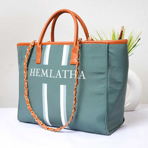 Personalised Green Strap Luna Handbag