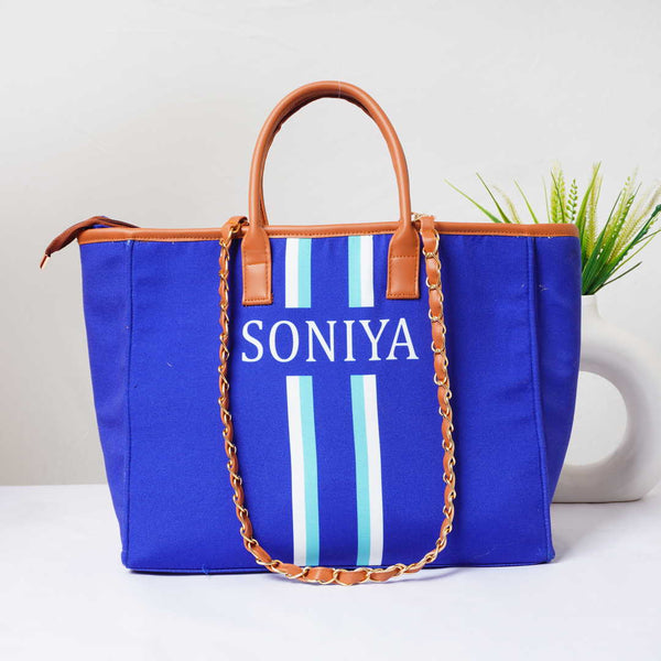Personalised Blue Strap Luna Handbag