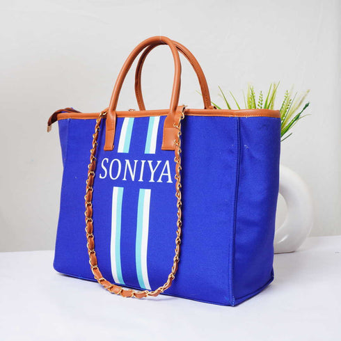 Personalised Blue Strap Luna Handbag
