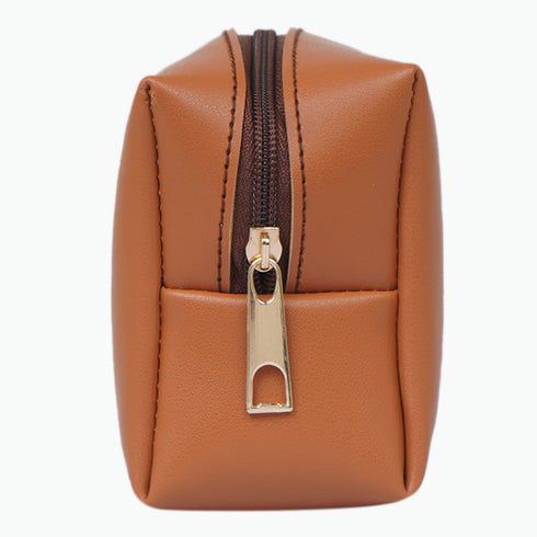 Personalized PU Box Pouch with Charm- Tan - Uncommongifts.in