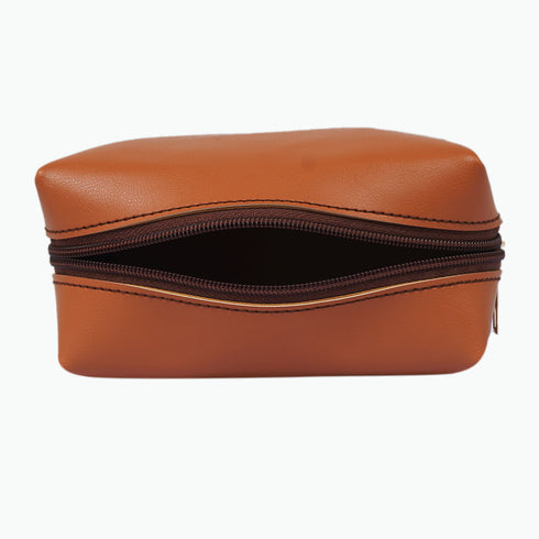 Personalized PU Box Pouch with Charm- Tan - Uncommongifts.in