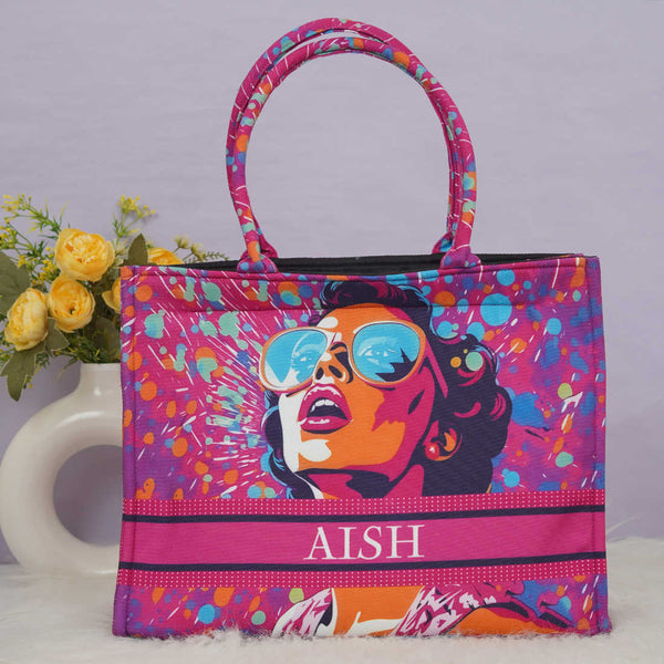 Girl with Attitude Printed Box Tote Bag - Uncommongifts.in