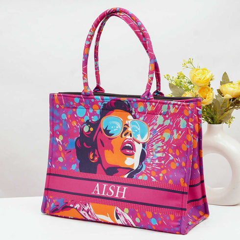 Girl with Attitude Printed Box Tote Bag - Uncommongifts.in
