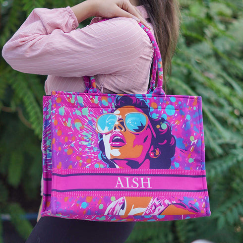 Girl with Attitude Printed Box Tote Bag - Uncommongifts.in
