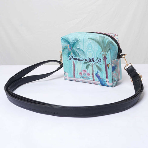 Personalised Peacock Printed Sling Bag