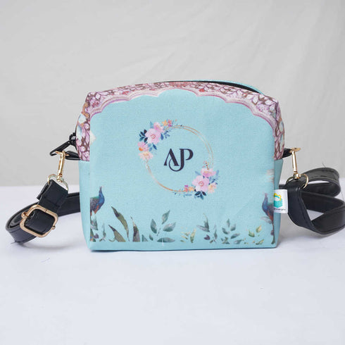 Personalised Peacock Printed Sling Bag