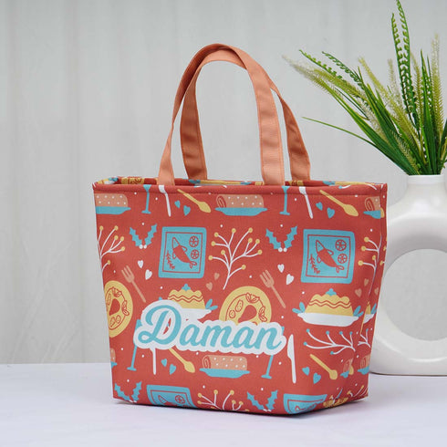 Personalised Printed Canvas Lunch Bag - Uncommongifts.in