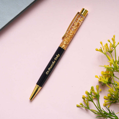 Personalized Metal Pen with Gold Flakes