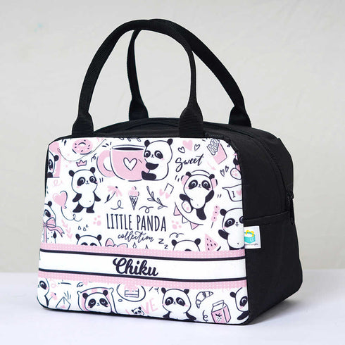 Personalised Cute Panda Printed Kids Lunch Bag With Handle