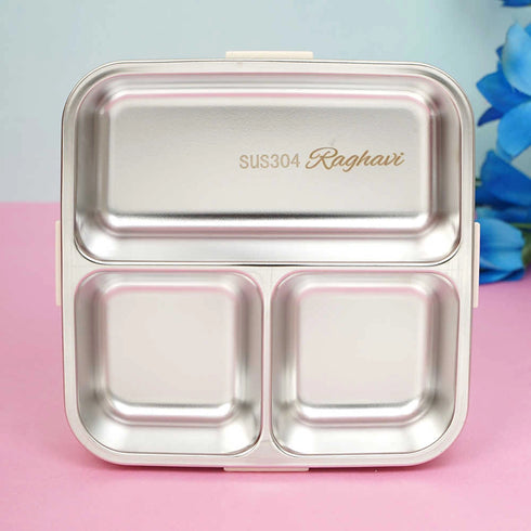 Personalized Stainless Steel Dino Theme Lunch Box for Kids