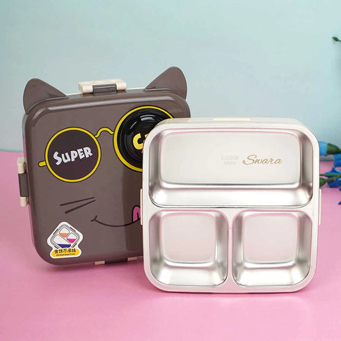Personalized Cat Steel Compartment Lunch Box for Kids