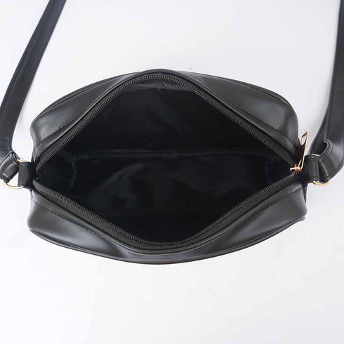 Black Floral Printed Structured Sling Bag - Uncommongifts.in
