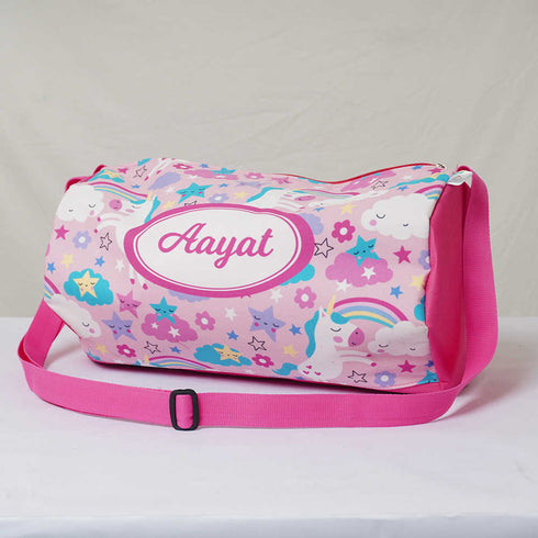 Personalised Unicorn Printed Kids Swimming Duffle Bag