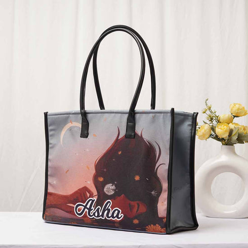 Personalised Girl Printed Box Tote Bag - Uncommongifts.in