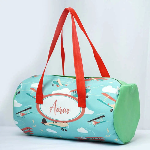 Personalised Airplane Printed Kids Swimming Duffle Bag