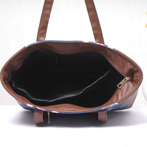 Blue Floral Printed Shopper Shoulder Bag - Uncommongifts.in