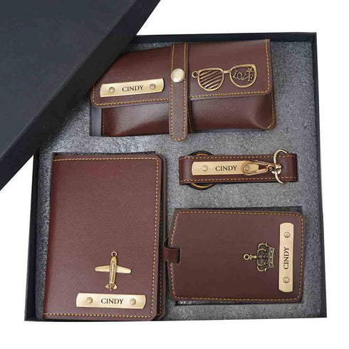 Personalised Wallet Gift Combo With Charm - Brown - Uncommongifts.in
