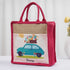 Personalised Pink Jute & Canvas Lunch Bag - Uncommongifts.in