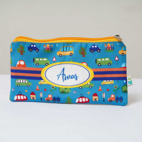 Personalised Cars Drawstring Bag & Pencil Pouch Kids Combo