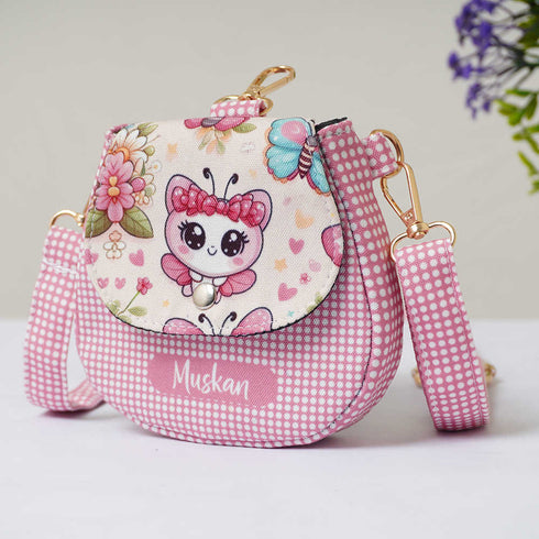 Personalised Butterfly Printed Sling Bags for Kids
