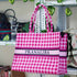 Pink & White Checks Printed Customised Box Tote Bag - Uncommongifts.in