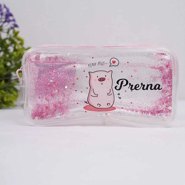 Personalised Pink Glitter Stationery Pouch