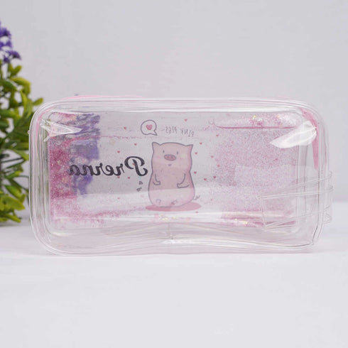 Personalised Pink Glitter Stationery Pouch