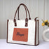 White & Brown PU Leather Customised Box Bag - Uncommongifts.in